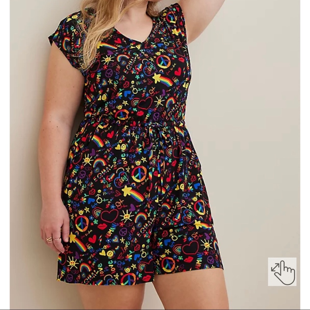 Torrid Pride Rainbow Dolman Romper SZ 2